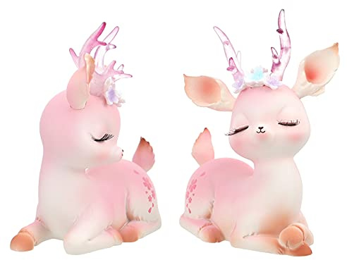 WINOMO 2 Stück Hirsch Figuren Miniatur-Hirsch Familie Figuren Mini Rentier Skulptur Statuen Weihnachten Desktop Ornament für Geschenke Home Office Auto Dekor