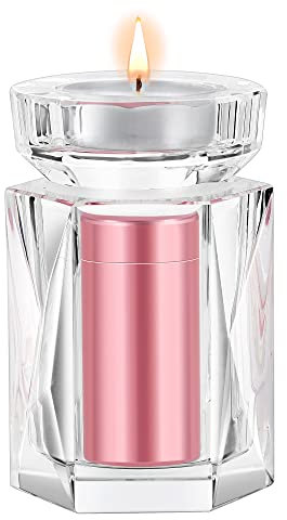 Kleine Urnen für menschliche Asche Erwachsene Frauen,Kristall Mini Einäscherung Andenken Urne für Mensch,Haustier Asche, eine elegante rosa Baby-Urne für Mutter, Schwester