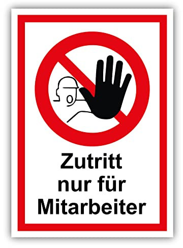 tradercat Zutritt nur für Mitarbeiter Schild Aufkleber aus Vinyl Schilder Sticker mit UV-Schutz Mitarbeiter Zutritt Hinweisschilder Zutritt Mitarbeiter Warnzeichen (AUFKLEBER | 30 x 21 cm)