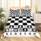 International Chess Bettbezug für Jungen Teenager Männer,Brettspiel-Bettwäsche-Set 135 x 200 Geometrisches Schachbrett Design Schwarz-Weiß-Büffelkaro Bettwäsche Schlafzimmerdekoration