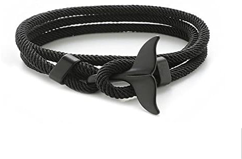 Whale Orca Tail Anchor Turtle Hook Bracelet Nylon Polyester Rope Adjustable Bracelet for Men Boys, no gemstone