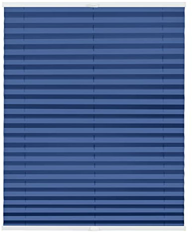 Lichtblick Plissee Klemmfix nach Maß, ohne Bohren, verspannt, lichtdurchlässig, Blickdicht, Made in Germany - Blau 85 cm x 160 cm (B x L)