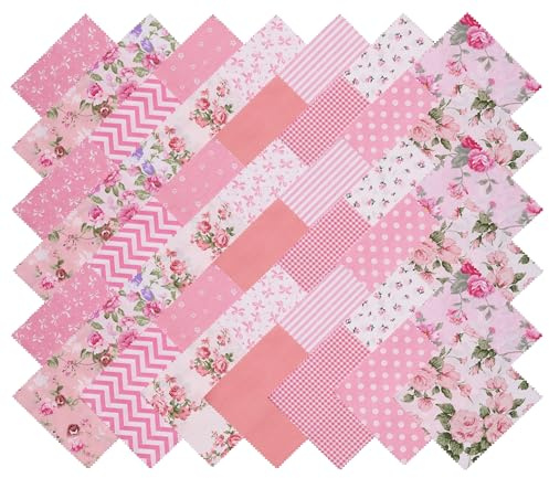Nodsaw Rosa Charm-Packungen zum Quilten, 12,7 cm – 12,7 x 12,7 cm, vorgeschnittener Quiltstoff, 100% Baumwolle, Stoffquadrate zum Nähen, DIY, Patchwork (42 Stück)