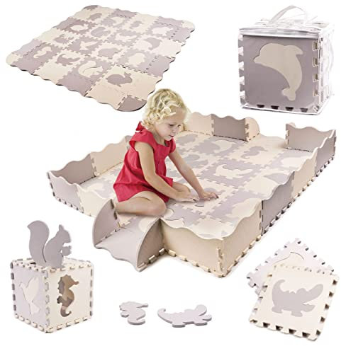 KOKOBOX Puzzlematte Kinder XL-36PZ 30x30cm Spielmatte Baby Kinder Krabbeldecke Turnmatte Kinder Teppiche Krabbelmatte Baby Buchstaben Lernen Spielteppich Junge Tatami Kinder Eva Weiße