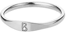 HIJONES Damen Edelstahl Ring mit Buchstaben Siegelring Alphabet Initialenring Stapelbares Einfaches Statement Ehering Silber B Größe 54