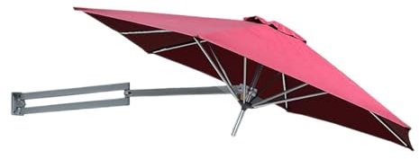 LBONG Wandhalterung Aluminum Sonnenschirm Balkonschirm Terrassenschirm, knickbar mit Windauslass für Garten, Balkon und Terrasse(250cm/8.2ft,Red)