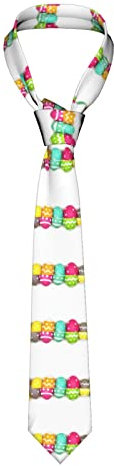 LANGGE Herren-Krawatte, farbige Eier, Ostern, bedruckte Krawatten, Schwarz , One size