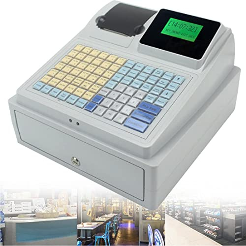Elektronische Kasse Registrierkasse mit Kassenschublade, 81 Tasten POS-Kasse, Englische Kassensystem, Passwort-Dual-Management, Elektronische Registrierkassen Des Systems