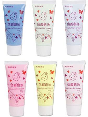 chiwanji 6X Simulations-Schlagsahne-Kleber-Set, Creme-Kleber, Haar-Accessoires, 50 ml, Basteln, DIY-Handyhülle für Kunsthandwerksprojekte, Spiegel, Stil c