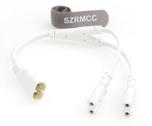 SZRMCC IEC 320 C8 auf Dual C7 Y Splitter Netzkabel Figur C8 Stecker auf 2 x C7 Buchse AC Netzteil Konverter Kabel für LCD Monitor Wand HDTV Sky Q Box PS4 Xbox One (C8 auf 2xC7 Weiß)