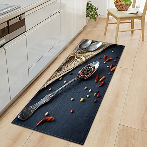 GOKSEL Küchenläufer Farben & Gewürze Rutschfester,wasserdichter,abwaschbarer Küchenteppich,Teppich Läufer Küchenmatte für,Flur,Schlafzimmer,Badezimmer 60 x 180cm