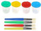 Pots de peinture colorés avec pinceaux – Pots de peinture Bursh et anti-déversement avec couvercles pour enfants, école, maison, ensemble de pinceaux, pas de désordre