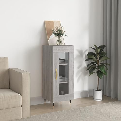 ADWOA Sideboard Grau Sonoma 34,5x34x90 cm Wohnzimmer Sideboard Schlafzimmer Industrial Holzwerkstoff