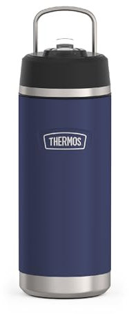 ICON Series by THERMOS Bouteille d'eau en acier inoxydable pour enfants avec paille pivotante, 532 ml, bleu marine