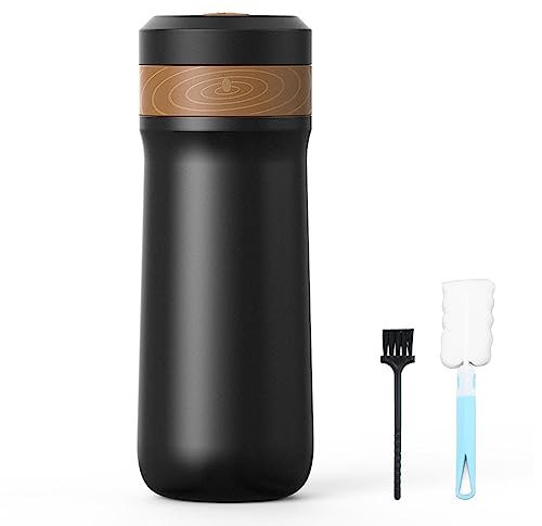 Demwa French Press Mug,Coffee Maker Cup,French Press Coffee Maker Cup,Double Walled Stainless Steel Vacuum Insulated,2-Layer Filter Mesh,for Coffee Tea Portable Travel Office