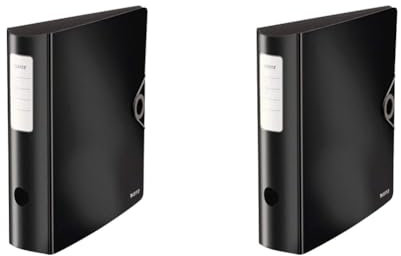 Leitz Qualitäts-Ordner 180° Active Solid, A4, Breit, Abgerundeter Rücken, 8,2 cm breit, Gummibandverschluss, Leichtes Polyfoam, Plastik-Ordner, Schwarz, 10471095 (Packung mit 2)