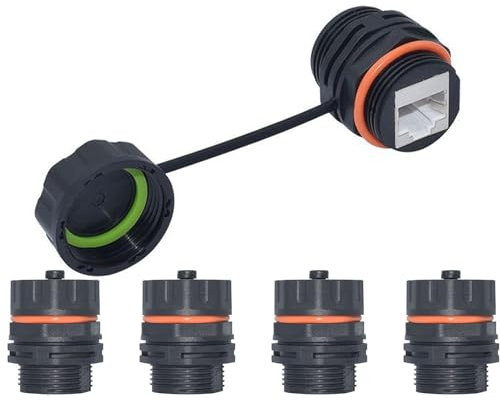 PENGLIN 5PCS CAT6A Einbaubuchse, Ethernet LAN IP68 Wasserdicht, RJ45 Outdoor Panel Kupplung, Geschirmte Durchgangsbuchse