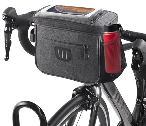 Forhome 5L Fahrradkorb vorne Tasche, Fahrrad Lenkertasche mit Lenkeradapter, Wasserdicht Fahrradtasche Lenker mit ouchscreen Vorne Fahrradtasche und Abnehmbarem Schultergurt für alle Handy