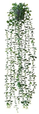 Kellegour Plantas Artificiales Colgantes en Macetas,Plantas Artificiales Colgantes con Maceta,Plantas Colgantes Hiedra Verde Artificial,con Macetas,para Jardín,Balcón,Paredes(Eucalipto 85cm)
