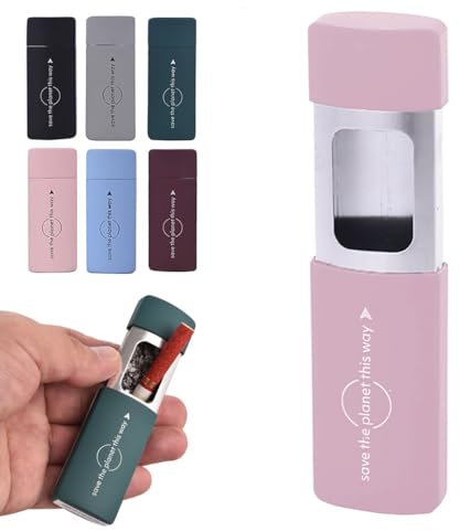 Murago - Taschenaschenbecher Rubber rosa - mit Deckel zum Schieben Ascher für die Handtasche unterwegs geruchsdicht pink klein Metall für draussen matt