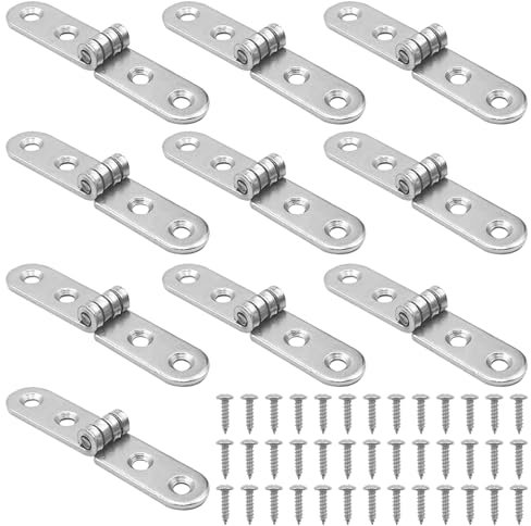 10 PCS Flip Hinges,180 Degree Folding Flip Hinges,Round Edge Heavy Duty Strap Hinges for Folding Table Cabinet Wooden Box Furniture Wardrobe Doors Sewing Machine Hinges