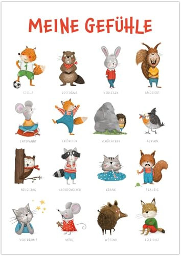 Rüsselfuchs Gefühlsposter für Kinder - Meine Gefühle - Gefühleposter fürs Kinderzimmer - Lernposter Emotionen - Kindergarten und Schulkind (Grundschule) - Poster DIN A3