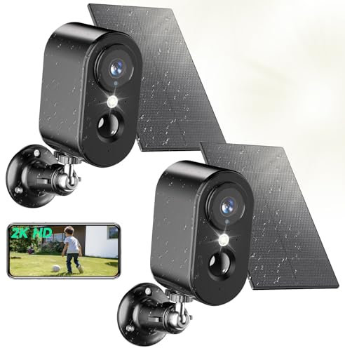 Tical 2K Camera Surveillance WiFi avec Panneau Solaire, Caméra Surveillance WiFi Exterieure sans Fil Batterie, Vision Nocturne Couleur, Extérieure/Intérieure, PIR Détection Mouvement, IP66, Noir-2