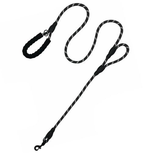 Eyeleaf Guinzaglio per Cani Taglia Grande con Impugnatura Imbottita doppio Maniglia Riflettente Guinzaglio per Cani Corda 1,5 Metri Nero