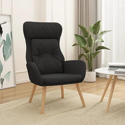 Homgoday Loungesessel, entspannender Sessel aus schwarzem Stoff, Wohnzimmersessel, Sessel, Relaxsessel, Sessel für Schlafzimmer