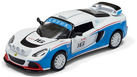 Generisch Modellauto kompatibel mit Lotus Exige R-GT Rennwagen weiß/blau ca. 12,5 cm