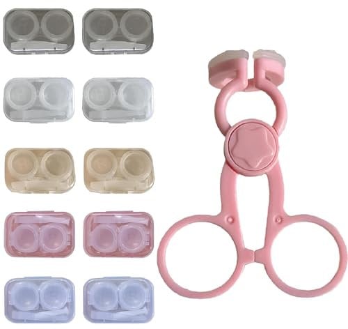 ARROMI Pack of 11 Contact Lens Insertion Aid, Contact Lens Container, Contact Lens Aid for Inserting, Contact Lenses Suction, Contact Lens Remover, Removal of Contact Lenses (Random Colour),
