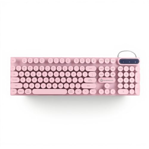 BONKZEBU Gaming Keyboard USB Wired Backlit Ergonomic Keyboard with 104 Round Keycaps Folding Feet Multimedia Keys for Desktop Laptop teclado teclas redondas Keyboard Covers