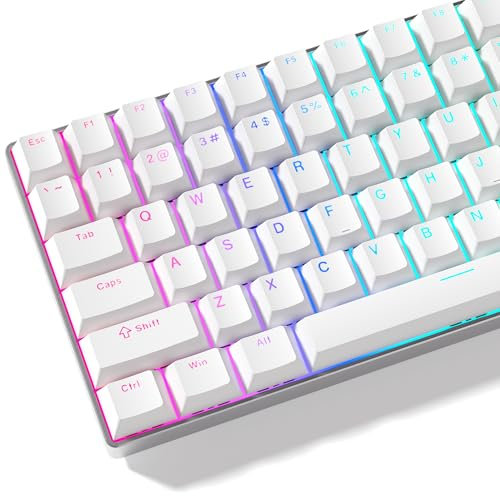 Womier Tastenkappen 60 %, 75 %, 100 % Cherry-Tastenkappen, Shine-Through PBT benutzerdefinierte Doubleshot-Tastenkappen-Set, universelle Kompatibilität für Cherry Gateron MX-Schalter-Tastaturen, Weiß