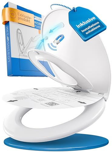 LOBENSWERK Toilettendeckel mit Kindersitz [Einfache Montage] Oval, antibakteriell & UV-beständig | Klodeckel mit Kindereinsatz, Toilettensitz mit Kindersitz integriert inkl. Installationsschablone