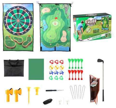 usefulbeauty Golf-Dart-Chipping-Spiel,Golf-Chipping-Spielmatten-Set | Doppelseitige Golf-Chipping-Spiel-Übungsmatte,Große Dartbrettmatte, Stick-Chip-Spiel, Golf-Trainingsmatten-Set für Erwachsene,