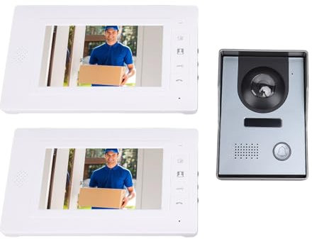 Denash Système D'interphone Vidéo avec écran TFT de 7 Pouces, Caméra Grand Angle pour Villas, Maisons, Bureaux, Visiophone Filaire avec Housse de Pluie, Vue à 120 °, Connexion de Signal