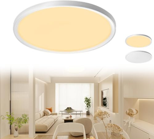 ACXIN LED Deckenleuchte Flach Rund Deckenlampe für Wohnzimmer, Badezimmer, Schlafzimmer, Küche und Balkon, IP44 Wasserfest, Modern und Schlicht – 36W, Warmweiß (Ø28.5cm)