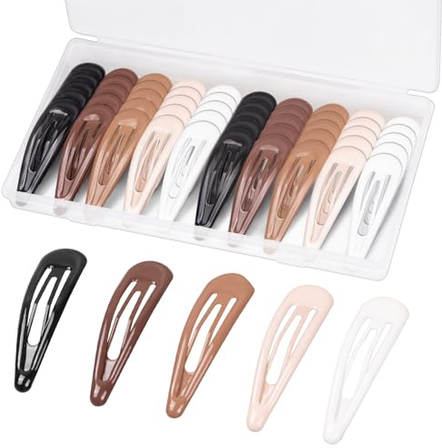 Gingbiss 50 Snap Hair Clips for Women, Silicone Coated Non-Slip Barrettes