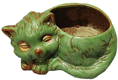 POPETPOP Katzen- -pflanzgefäß Mini-pflanzgefäß Aus Keramik Mit Katzen-Design Für Büro Garten Fensterbank-Dekoration