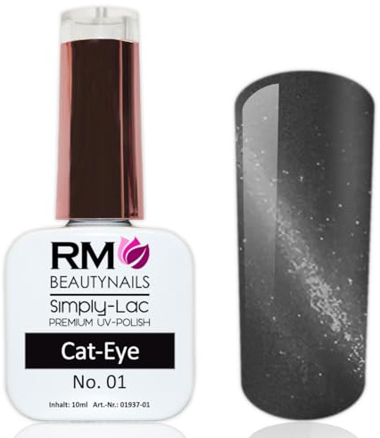 Simply-Lac UV-Polish Gel Cat-Eye Nagelgel RM Beautynails Nagellack Set Magnetgel Schwarz Anthrazit 1er Pack (1x 10ml)