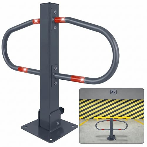 FIVMEN 1 Stück Parkplatzsperre Klappbar Verzinktes Absperrpfosten Parkplatzsperren mit Schlüsseln Reflektierende Aufkleber HBT: 50x73x18 cm Parkplatz Absperrung für private Stellplätze & Garagen