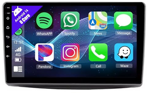 Autoradio Android 14 per Alfa Romeo MiTo 955 2008-2016, 9 Pollici Touch Screen Car Radio con CarPlay Android Auto Navigazione GPS Bluetooth Controllo vocale RDS(V1.C(1+32GB))