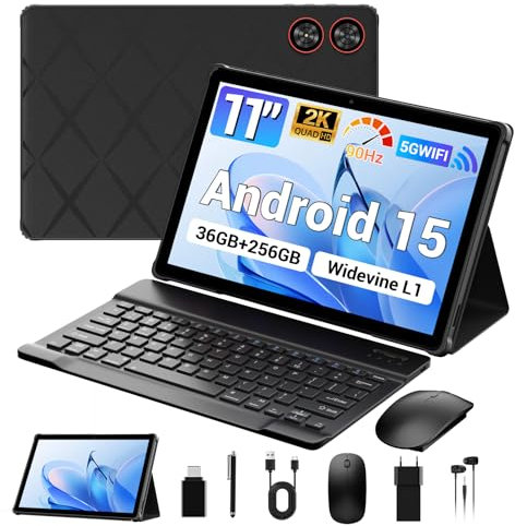 MAXLEGEN Tablet Android 15, 11 Pollici 2K IPS, 36GB+256GB/1TB TF, Octa-Core 90Hz, 5G WiFi, 8580mAh, 13MP, GPS, Tastiera/Mouse/Penna/Auricolare/Case Inclusa
