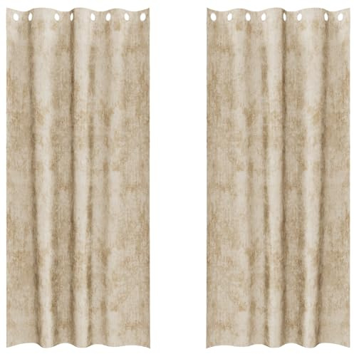 vidaXL Vorhang mit Vorhängen 2 pcs Creme 260 x 140 cm Samt, Wohnzimmervorhänge, Klassische Samt-Panels, Sichtschutz und Verdunklung für stilvolle Einrichtung
