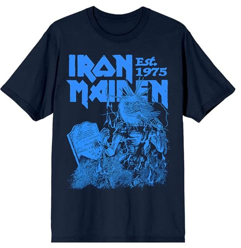 Rock Off officially licensed products Iron Maiden Est 1975 Life After Death Stamp T Shirt M Navy