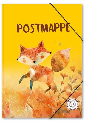 itenga Postmappe Gummizugmappe mit Motiv DIN A4 mit Gummizugverschluss - Sammelmappe Eckspanner (Fuchs)
