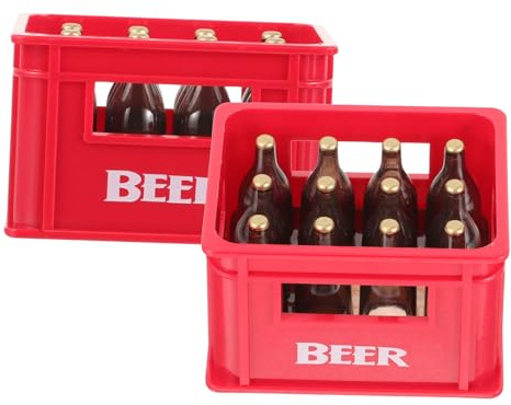 VICASKY Bottle Spiel Holz Bier Hut Miniatur Wegweiser Puppenhaus Spiegel Set Miniature Beer Bottles Weinregal Essen Und Trinken Wichteltü Zubehö Weihnachten 2 Sets Miniatur-Bierflaschen