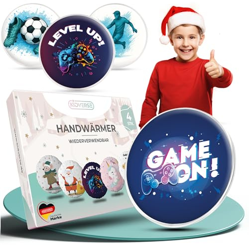 KIDVERSE Handwärmer Kinder 4er Set - Taschenwärmer wiederverwendbar - Wohltuende Handwärmer zum Knicken - Wärmepads Hände mit süßen Motiven - Taschenwärmer Kinder