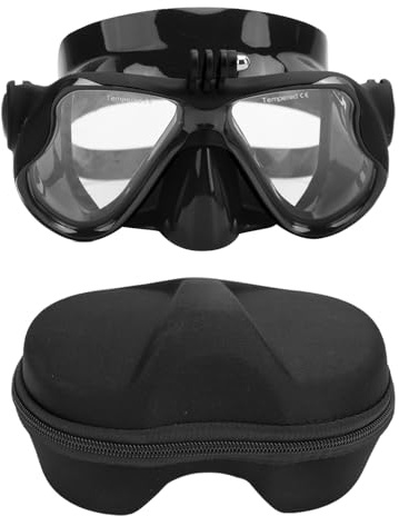 lvifloae Gafas de buceo de cámara de acción, volumen HD anti antidiviegos lente templada cubierta de cara de buceo equipada con soporte especial para buceo snorkeling bandeja de natación (Black)