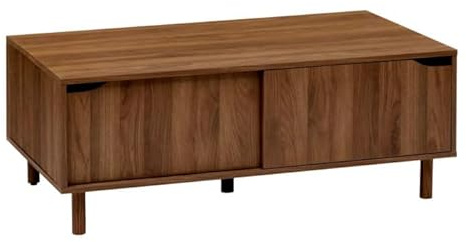 Paris Prix Five Simply Smart - Table Basse 2 Portes Coulissantes Slidy 108cm Marron